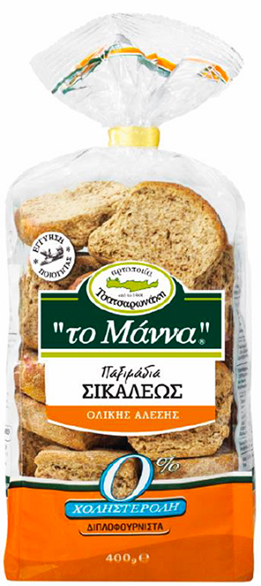 Krétské celozrnné žitné suchary 280g TO MANNA