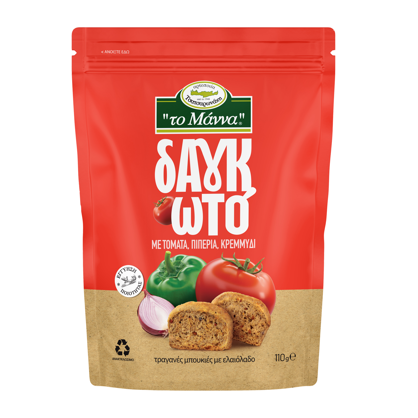 Krétské mini suchary s rajčátky, paprikou a sýrem Graviera 110g TO MANNA