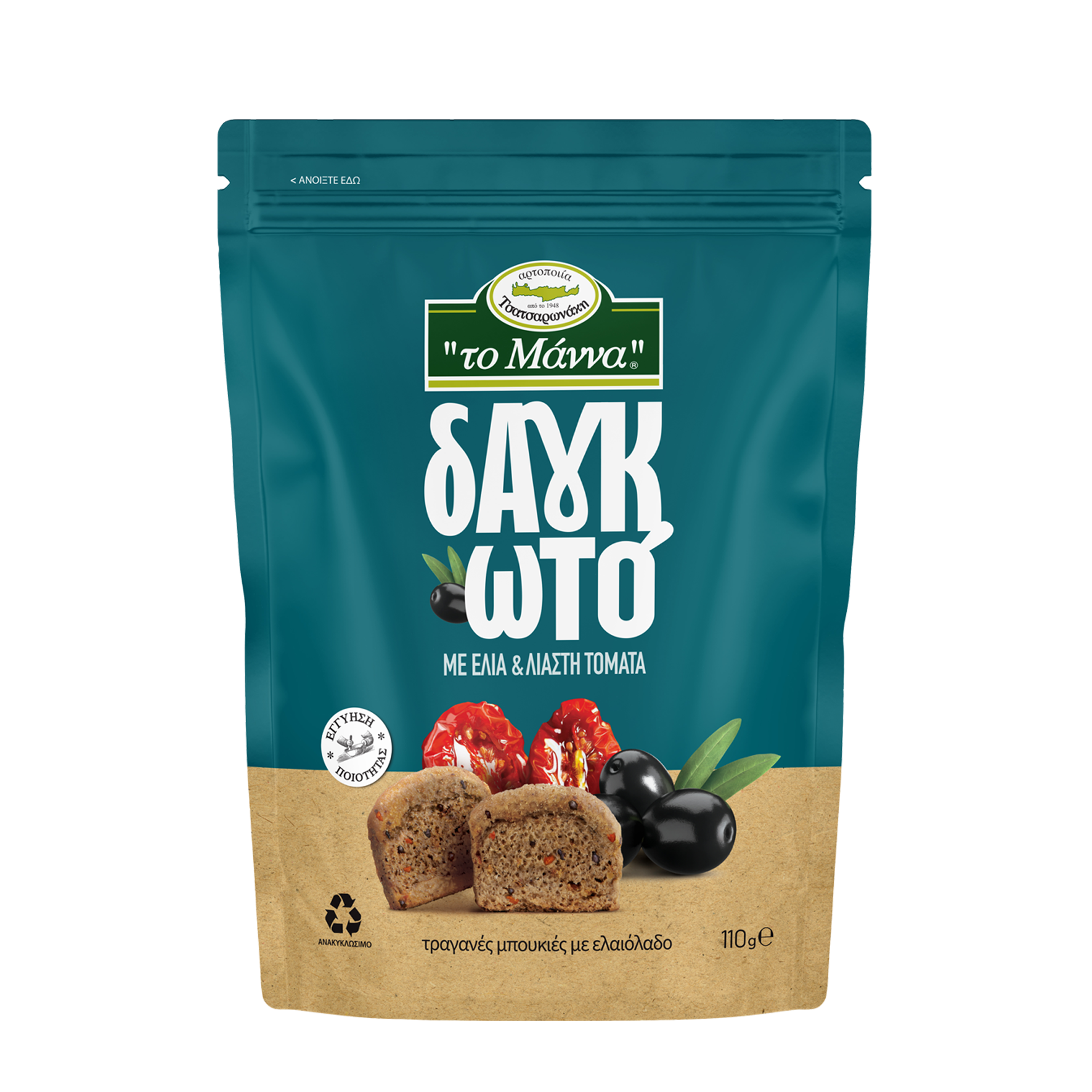 Krétské mini suchary se sušenými rajčátky a olivami 110g TO MANNA