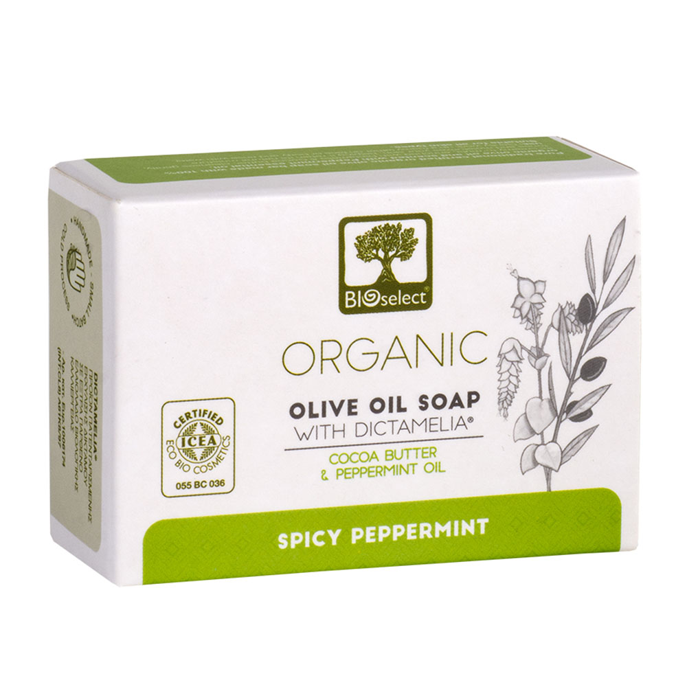 BIO olivové mýdlo SPICY PEPPERMINT s diktamem 80g BIOselect®