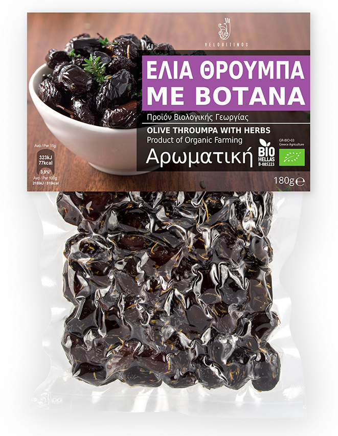 BIO olivy Throumpa z Thassosu s bylinkami 180g Velouitinos