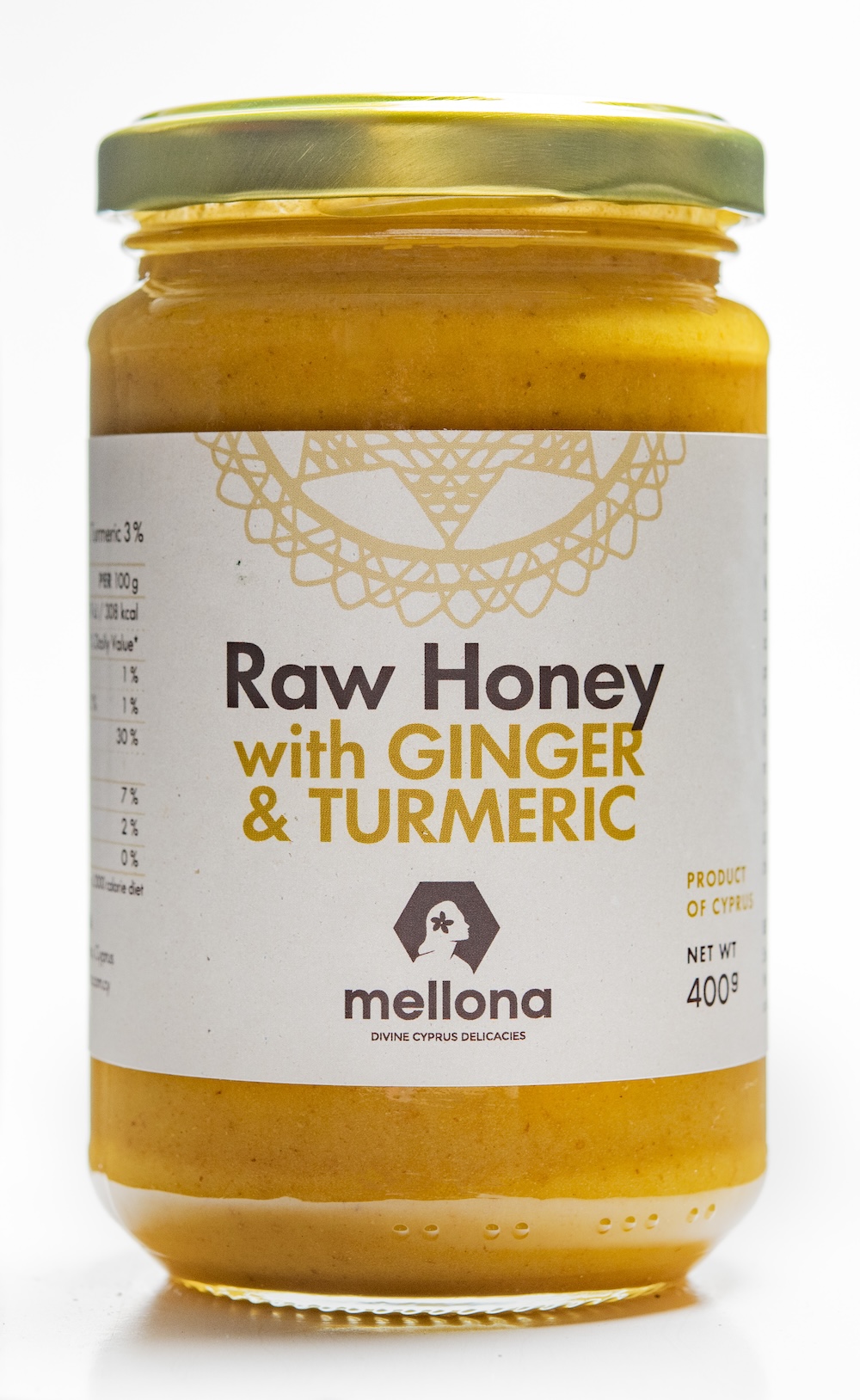 Raw med se zázvorem a kurkumou 400g MELLONA