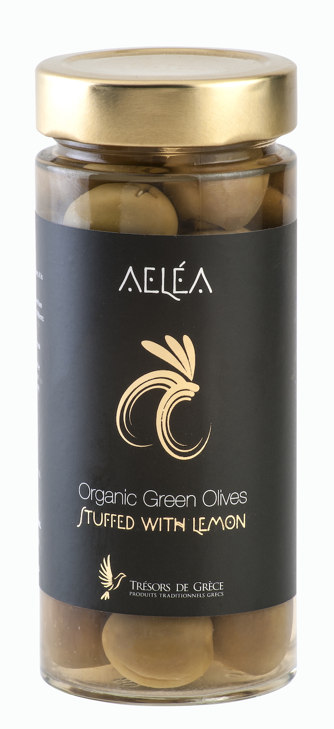 BIO zelené olivy plněné citrónem 290g TRÉSORS DE GRÉCE