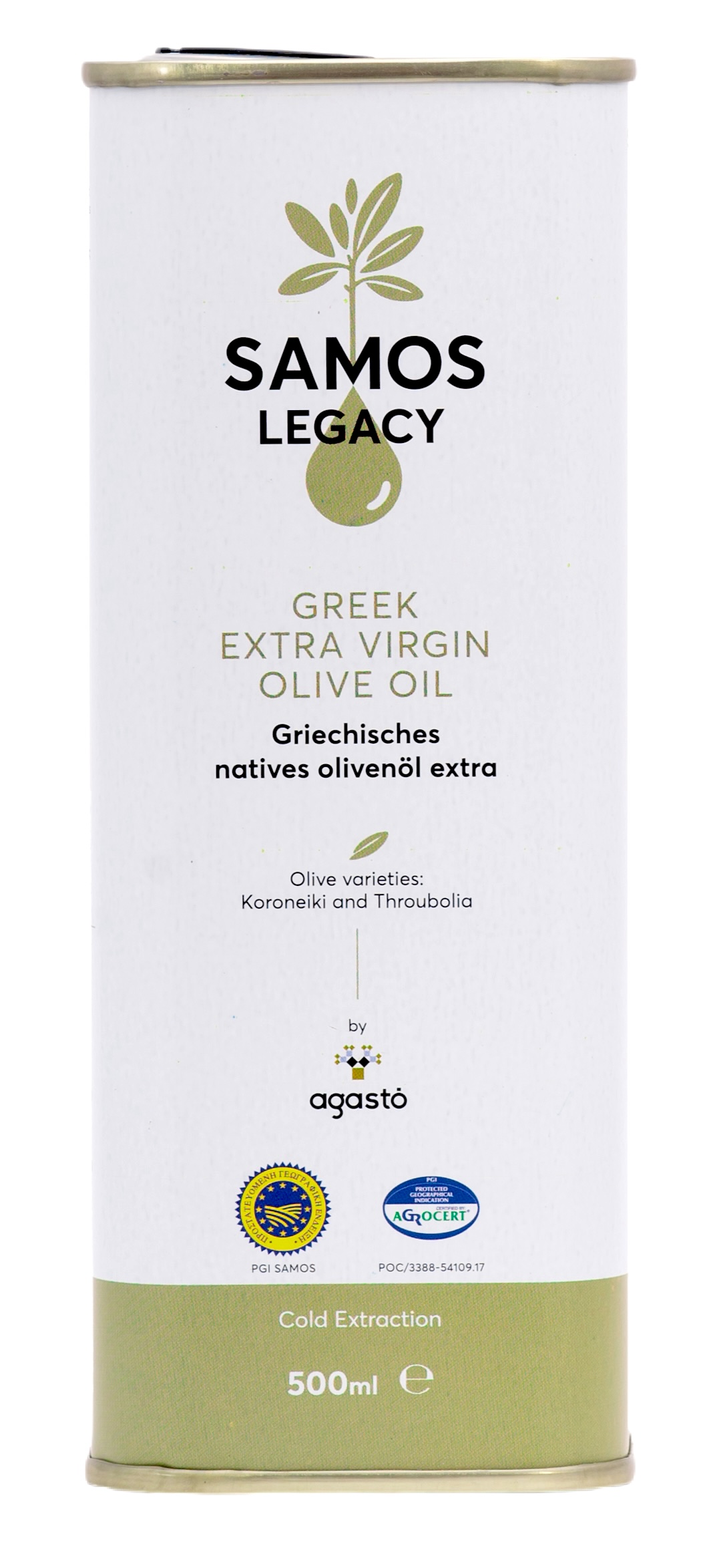 Extra panenský olivový olej SAMOS LEGACY PGI z farmy AGASTO Velikost balení: 500 ml