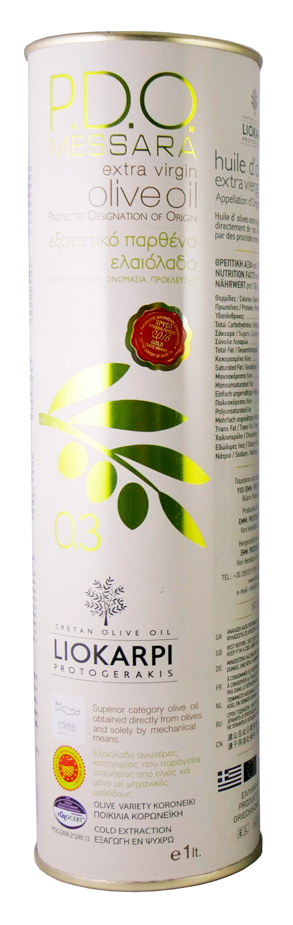 Extra panenský olivový olej kyselost 0,3% - 1l Liokarpi Protogerakis