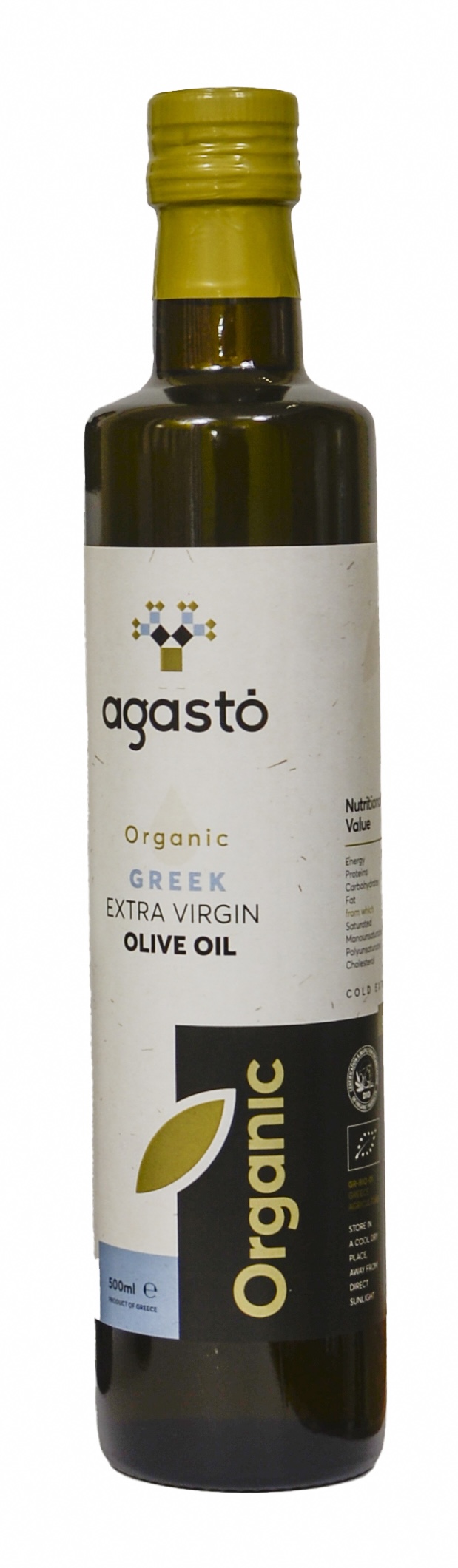 BIO extra panenský olivový olej AGASTO z Řeckého ostrova Samos Velikost balení: 500 ml