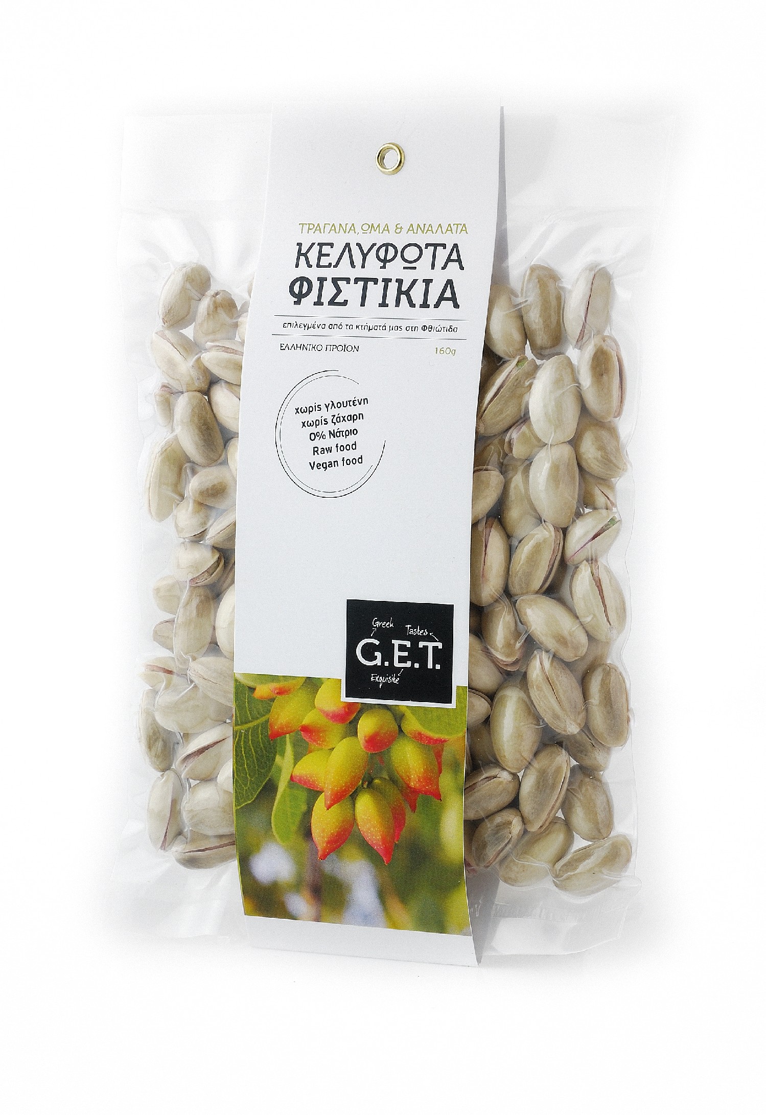 Raw sušené nesolené pistácie 160gr G.E.T.