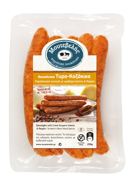 Klobásky Kozakika s krétským sýrem graviera 250g MOUTEVELIS