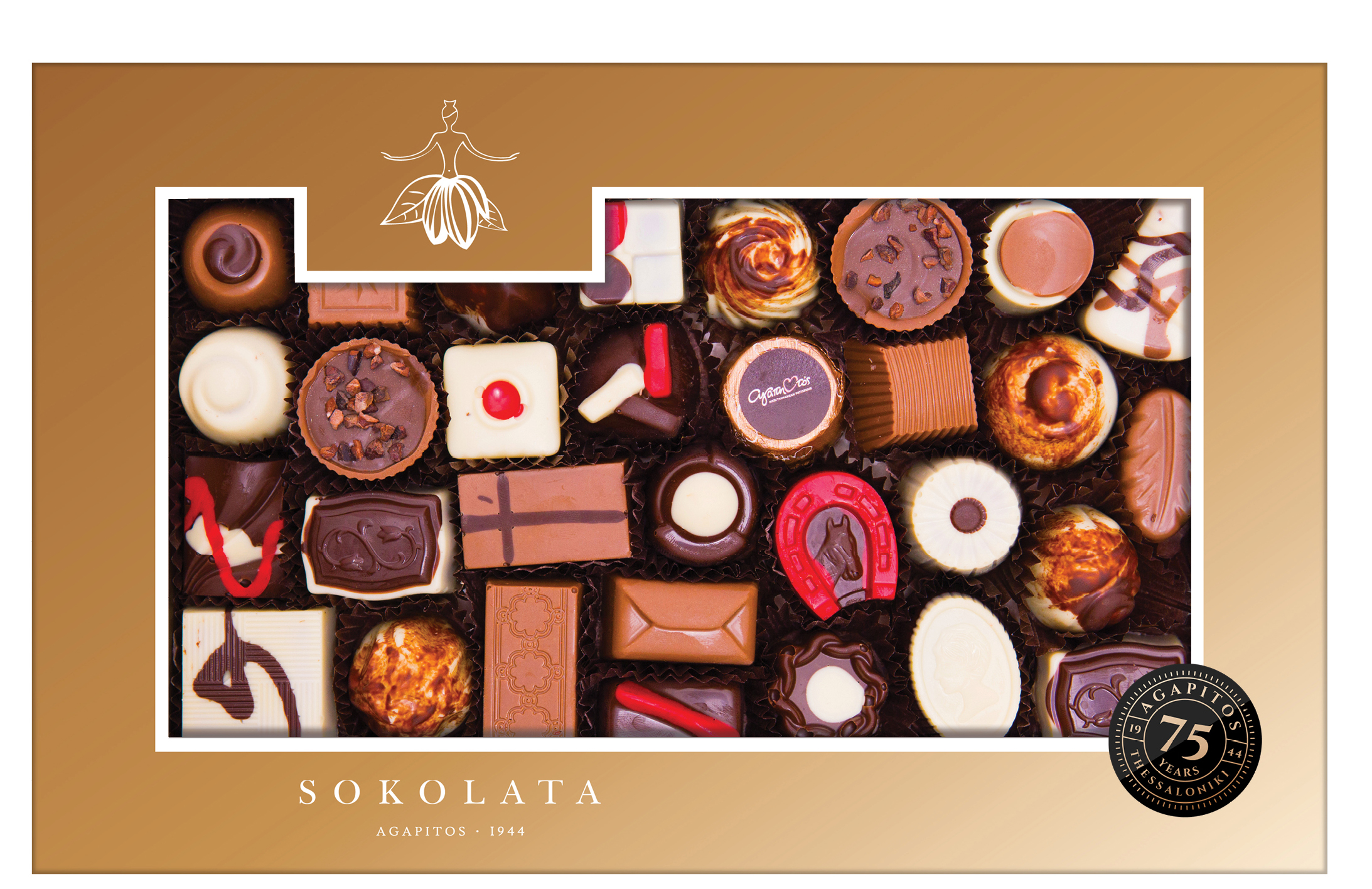 Čokoládové pralinky bez cukru 420g SOKOLATA AGAPITOS vzor: klasický