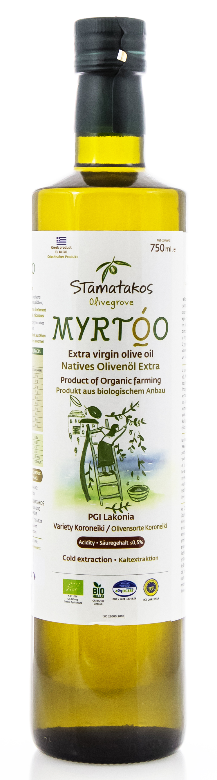 MYRTÓO BIO extra panenský olivový olej 750ml STAMATAKOS