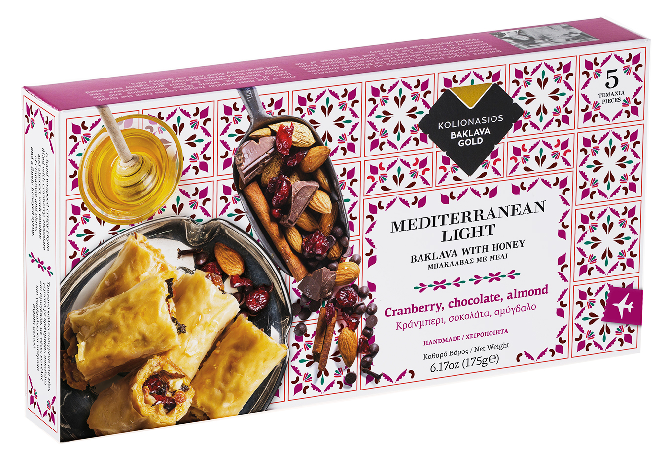 Baklava GOLD s brusinkami, čokoládou a mandlemi 175gr KOLIONASIOS