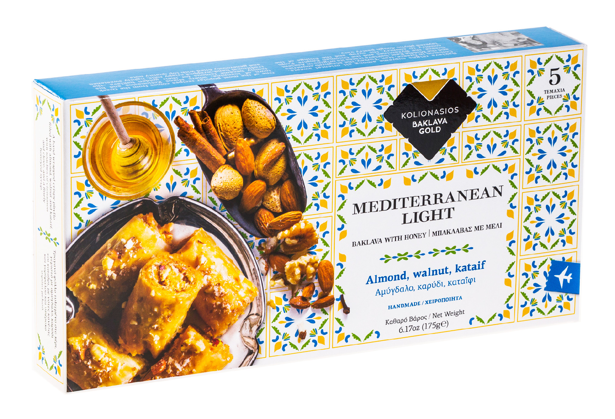 Baklava GOLD s vlašskými ořechy, kataifi a mandlemi 175gr KOLIONASIOS