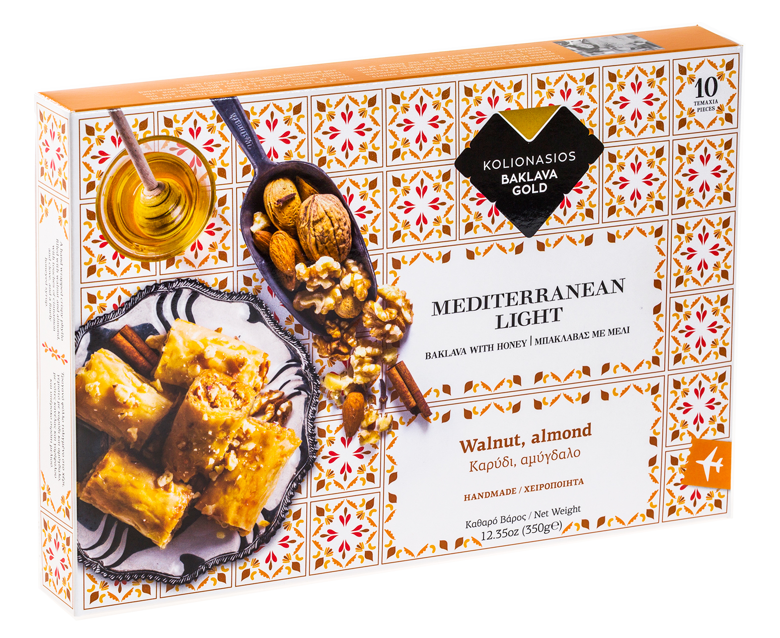 Baklava GOLD s vlašskými ořechy a mandlemi 350gr KOLIONASIOS