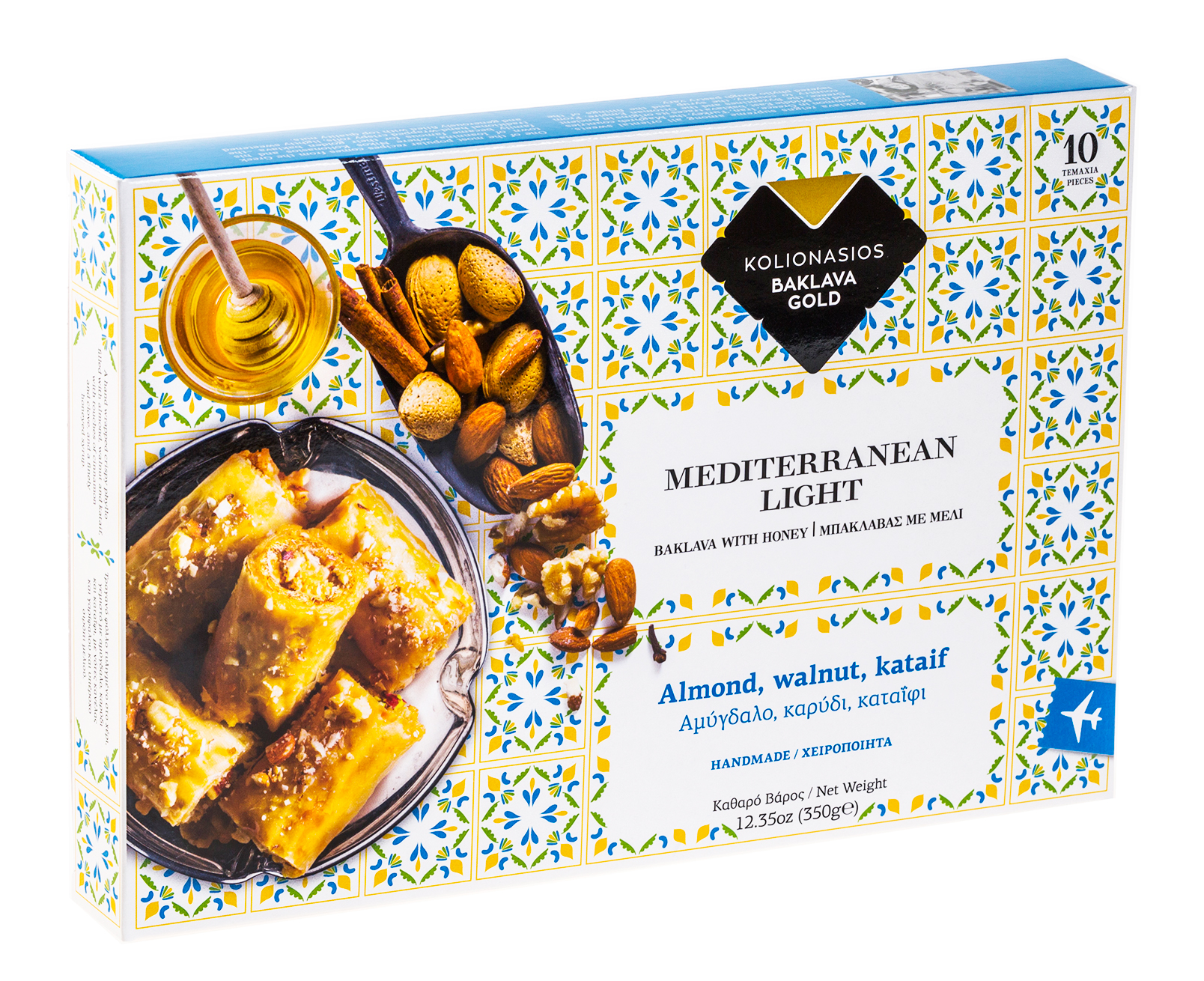 Baklava GOLD s vlašskými ořechy, kataifi a mandlemi 350gr KOLIONASIOS