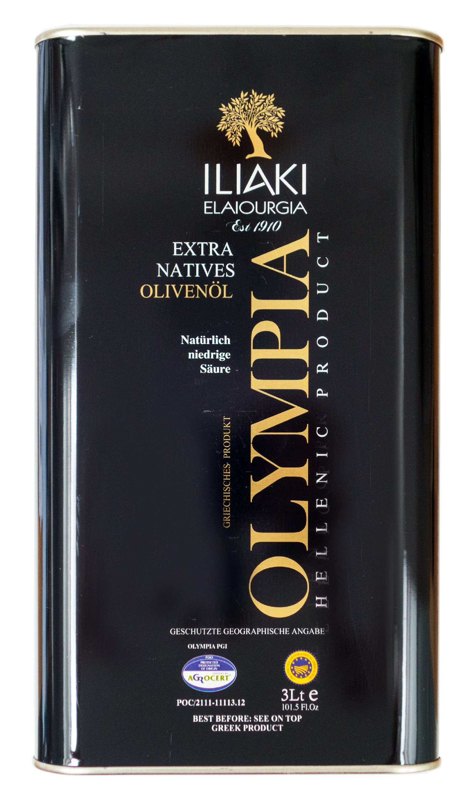 Extra panenský olivový olej v plechovce 3l P.G.I. OLYMPIA