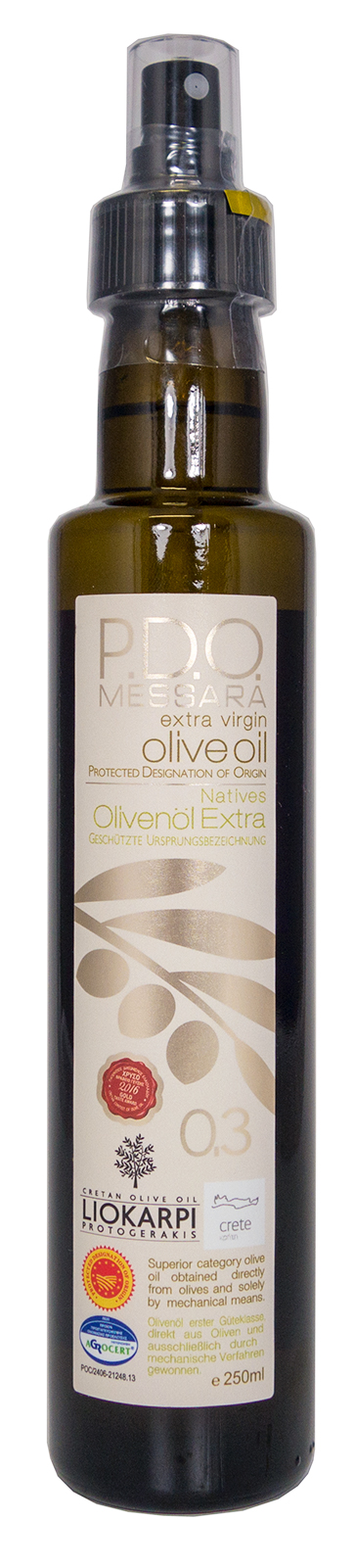 Extra panenský olivový olej kyselost 0,3% - 250ml sprej Liokarpi Protogerakis