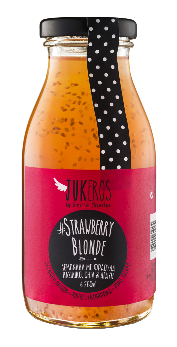 Domácí jahodová limonáda bez cukru s chia semínky 250ml JUKEROS