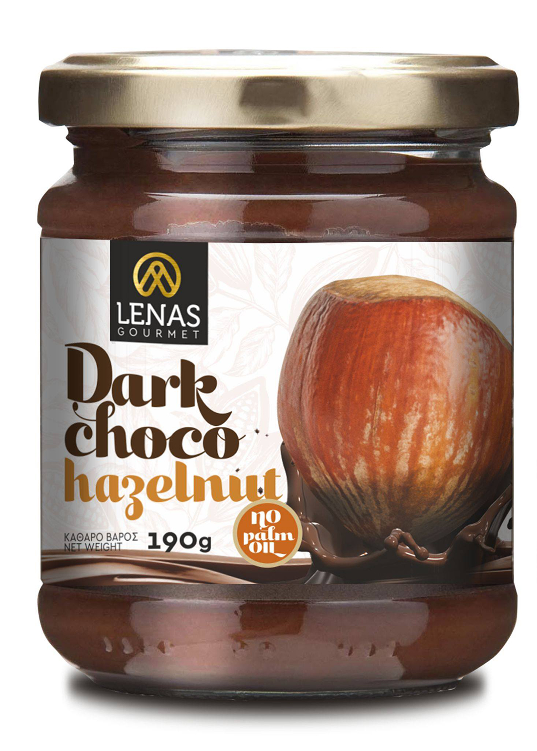 Pomazánka z lískových oříšků s hořkou čokoládou 190g LENAS GOURMET