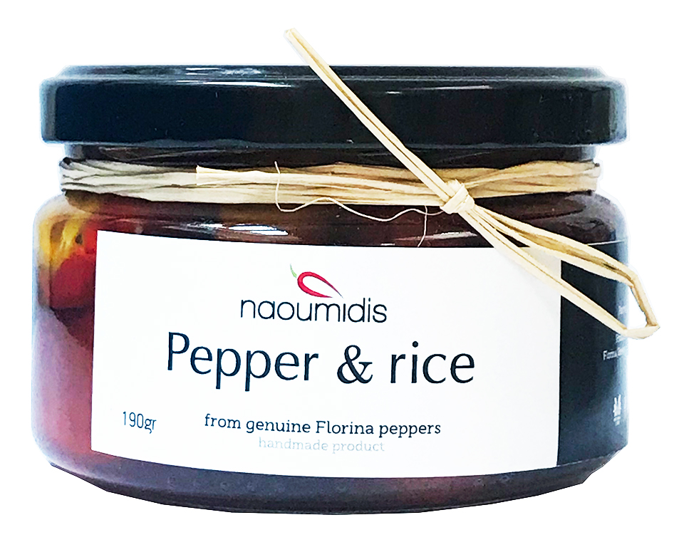 Lehce pikantní florina papričky plněné rýží s bylinkami 250g NAOUMIDIS
