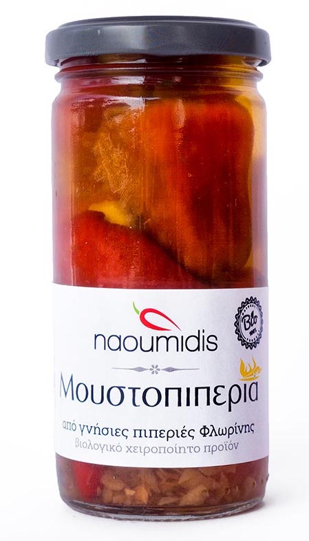 Moustopiperia - směsí zeleniny plněné pálivé červené a zelené BIO florina papriky NAOUMIDIS Velikost balení: 260g