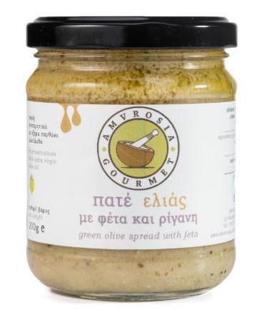 Olivová pasta ze zelených oliv s fetou a oregánem 200g Amvrosia Gourmet