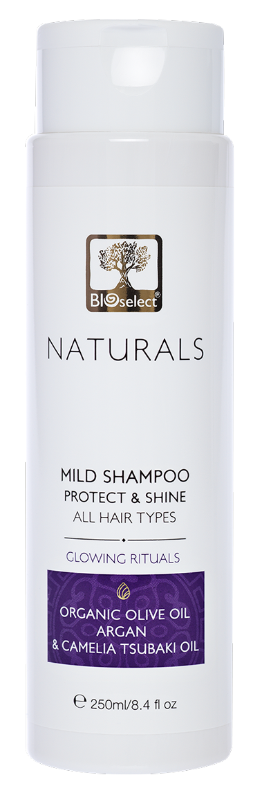 Jemný šampon s arganovým olejem pro ochranu a lesk pro všechny typy vlasů GLOWING RITUALS 250ml BIOselect® NATURALS