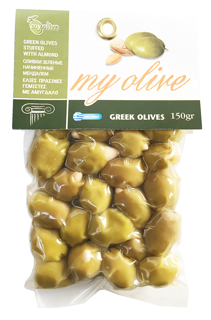 Zelené řecké olivy plněné mandlemi 150g MY OLIVE