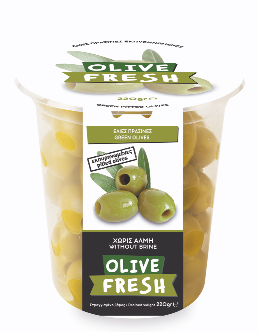 Zelené řecké olivy bez pecek 220g OLIVE FRESH
