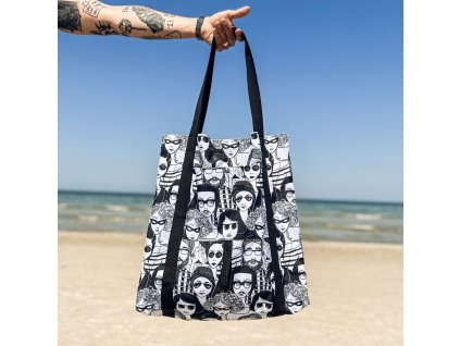 Plážová taška -  Černobílé tváře