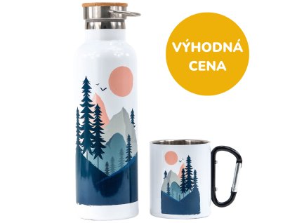 SET Termoska s horami 750 a termo hrncek s karabinou 1