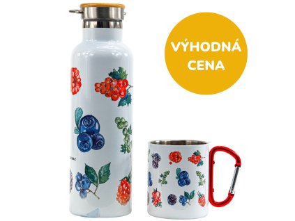 GREEN SMILE Set Termoska 750 ml a termohrnek s karabinou