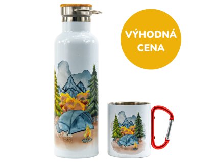 GREEN SMILE Set Termoska a hrnek - stanování v přírode 1