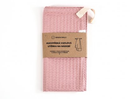 Růžová bavlněná utěrka na nádobí