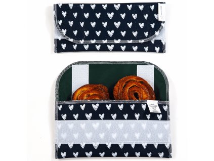 Obal na desiatu Dvojrohlík - Čierne srdiečka