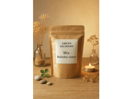 Green Alchemy – kratomový mix Světelný záměr v jemném boho stylu s přírodními dekoracemi.