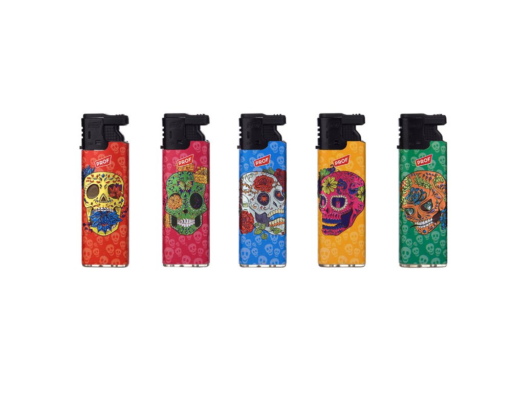 sturmfeuerzeuge color skull 3d effekt 5 fach sortiert 50er display