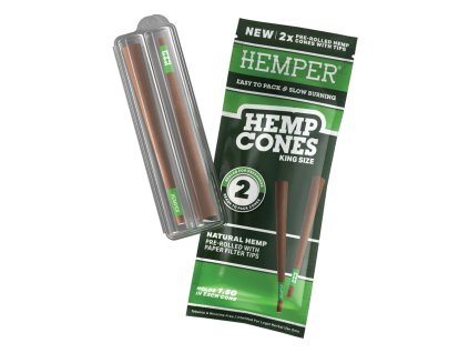 King Size Hemp Cones With Paper Tip 2pk