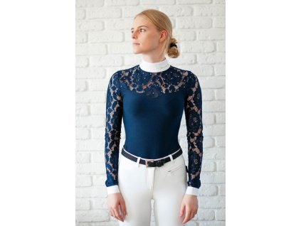 Tričko dámske pretekové Fleur de lys Cristall navy s dlhým rukávom