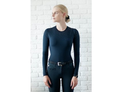 Tričko dámske Fleur de lys Rose navy s dlhým rukávom