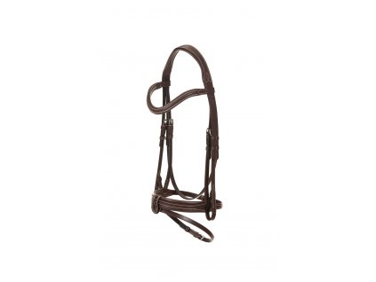 Limo bits bridle made out of leather with sleek anatomical headpiece and convex noseband