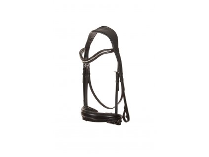 Limo bits leather dressage bridle with a beautiful bowband decorated with brilliant zircons