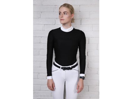 Tričko dámske pretekové Fleur de lys Cornflower Black s dlhým rukávom