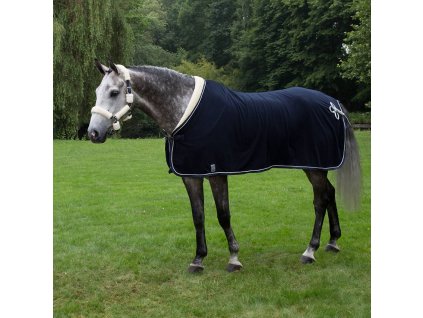 Fleece rug with teddy collar and silver cord Greenfield - navy