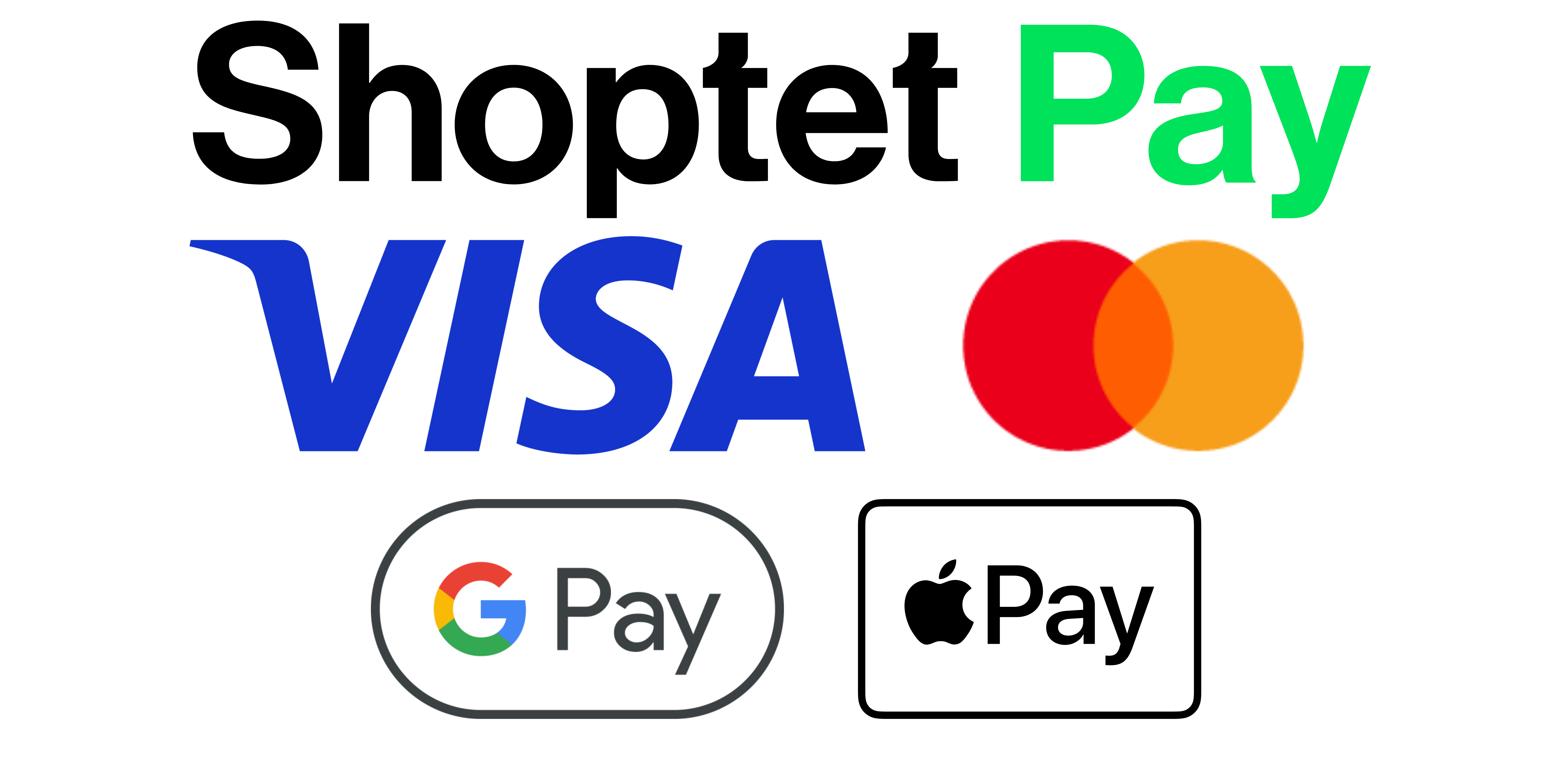 Apple Pay, Google Pay, Visa, MasterCard