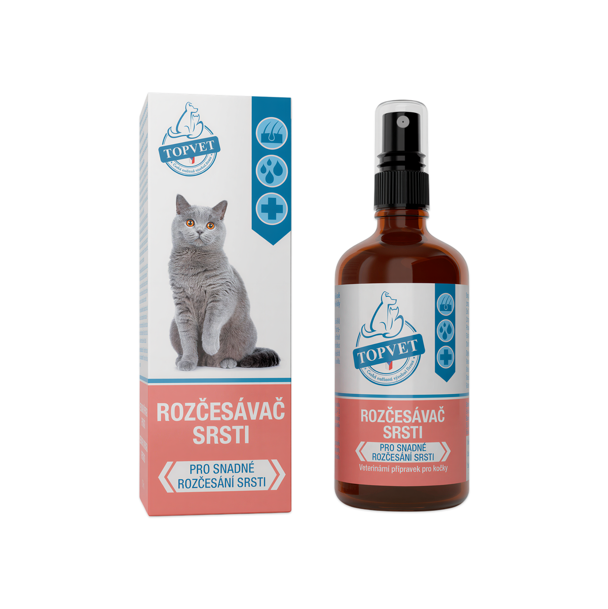 Topvet Rozčesávač srsti pro kočky 100 ml