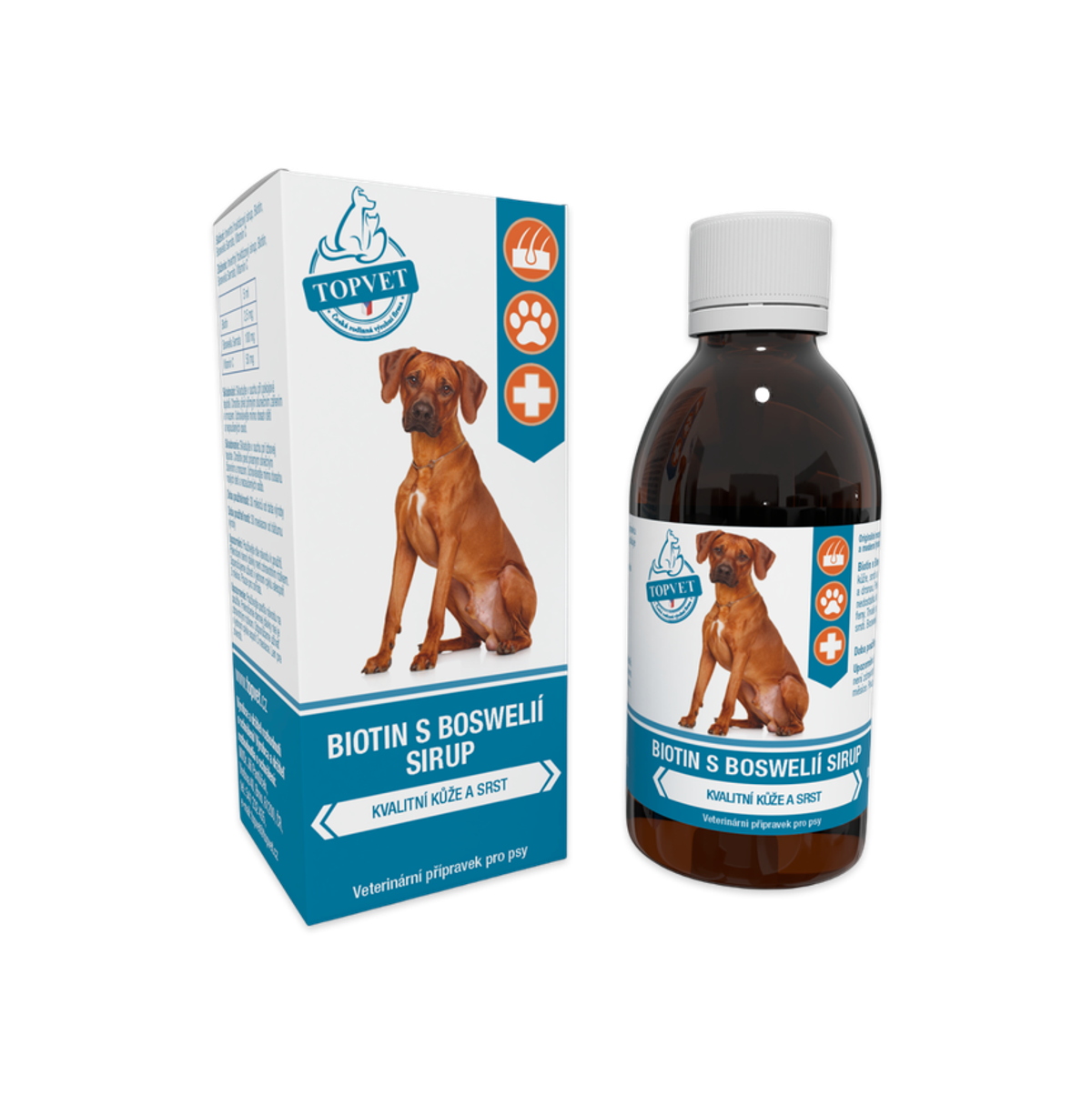 Levně Topvet Sirup Biotin s boswelií pro psy 200 ml