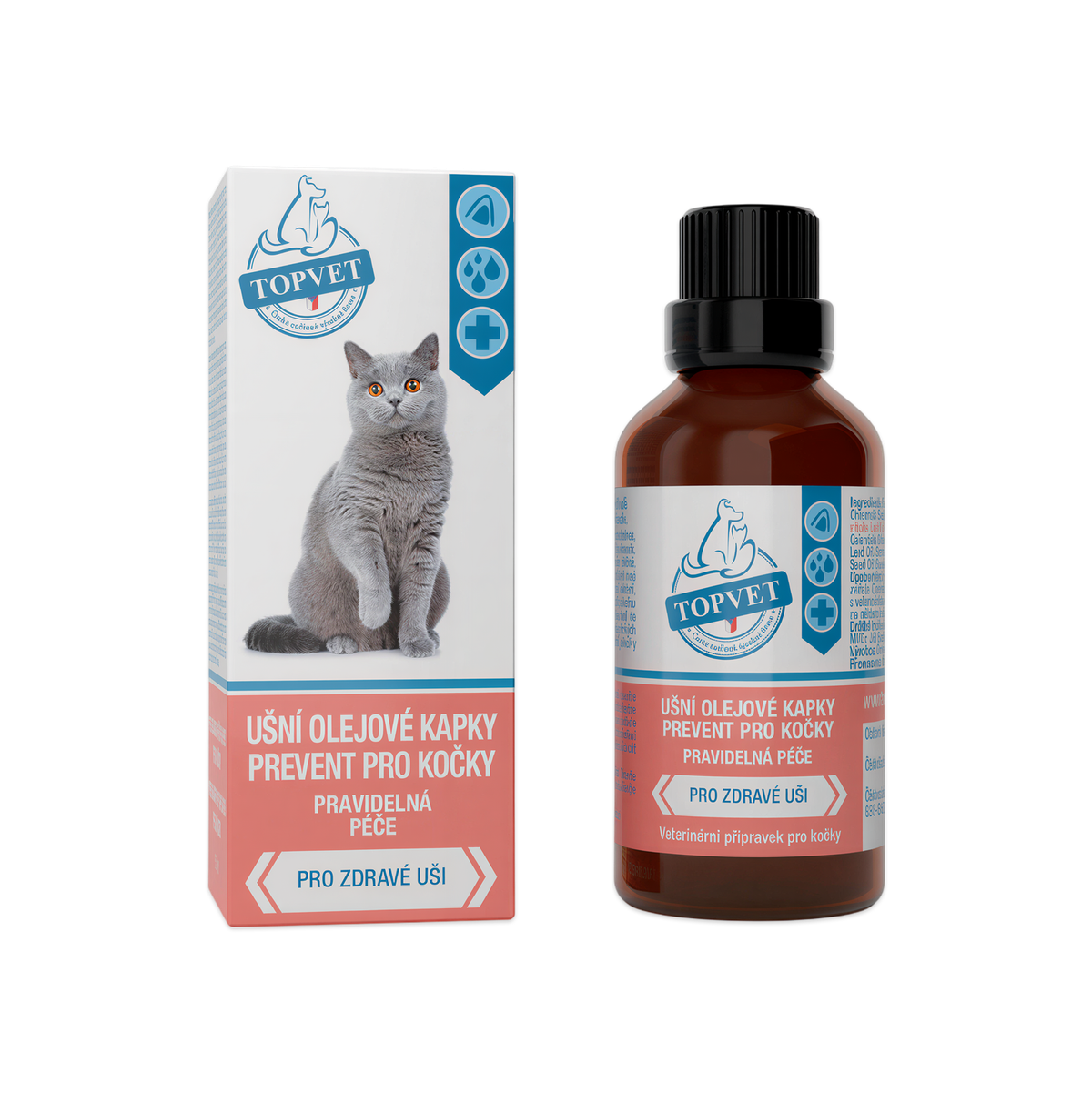 Topvet Ušní olejové kapky prevent pro kočky 50 ml
