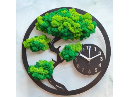Hodiny z mechu, bonsai