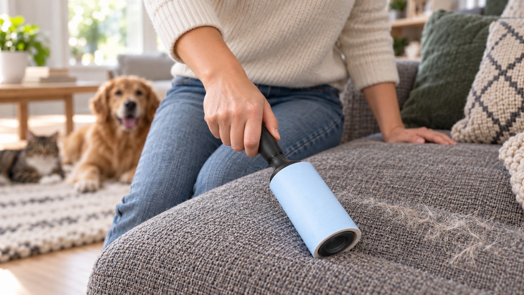 Mẹo Dọn Sạch Lông Thú Cưng Trên Sofa Vải Chỉ Trong 3 Phút