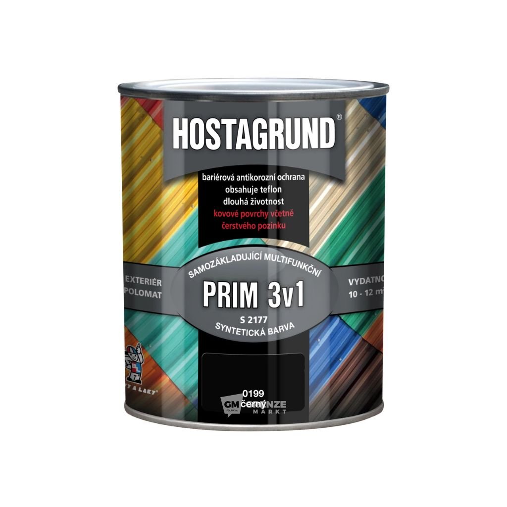 Hostagrund PRIM 3v1 barva na kov 0199 černá 600 ml